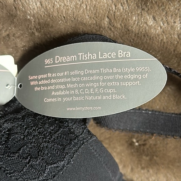NWT LE MYSTERE Dream Tisha Lace Bra # 965 Black Sz 44B - Picture 6 of 6